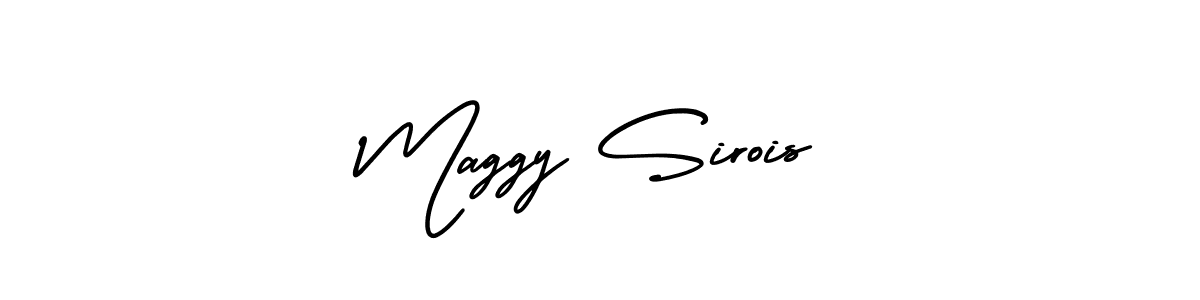 The best way (AmerikaSignatureDemo-Regular) to make a short signature is to pick only two or three words in your name. The name Maggy Sirois include a total of six letters. For converting this name. Maggy Sirois signature style 3 images and pictures png