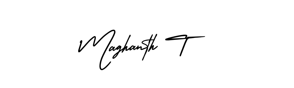 Use a signature maker to create a handwritten signature online. With this signature software, you can design (AmerikaSignatureDemo-Regular) your own signature for name Maghanth T. Maghanth T signature style 3 images and pictures png