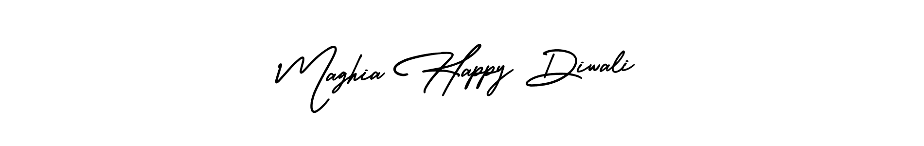 Design your own signature with our free online signature maker. With this signature software, you can create a handwritten (AmerikaSignatureDemo-Regular) signature for name Maghia Happy Diwali. Maghia Happy Diwali signature style 3 images and pictures png