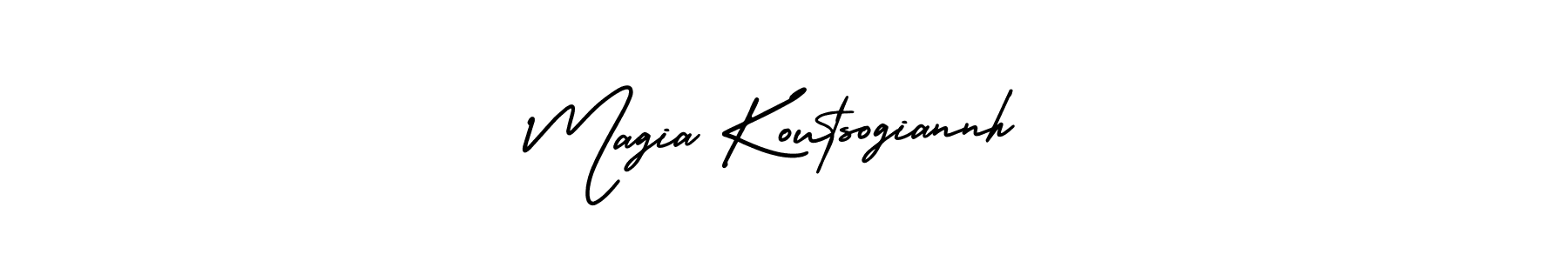 AmerikaSignatureDemo-Regular is a professional signature style that is perfect for those who want to add a touch of class to their signature. It is also a great choice for those who want to make their signature more unique. Get Magia Koutsogiannh name to fancy signature for free. Magia Koutsogiannh signature style 3 images and pictures png