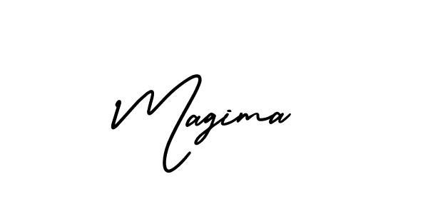 You should practise on your own different ways (AmerikaSignatureDemo-Regular) to write your name (Magima) in signature. don't let someone else do it for you. Magima signature style 3 images and pictures png