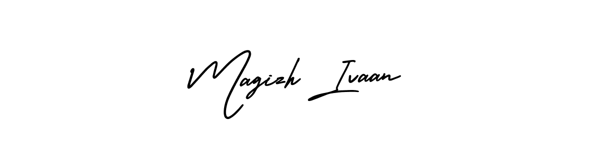 Check out images of Autograph of Magizh Ivaan name. Actor Magizh Ivaan Signature Style. AmerikaSignatureDemo-Regular is a professional sign style online. Magizh Ivaan signature style 3 images and pictures png