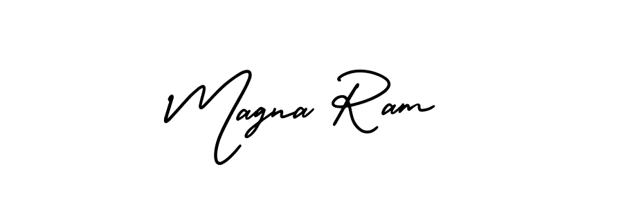 How to Draw Magna Ram signature style? AmerikaSignatureDemo-Regular is a latest design signature styles for name Magna Ram. Magna Ram signature style 3 images and pictures png