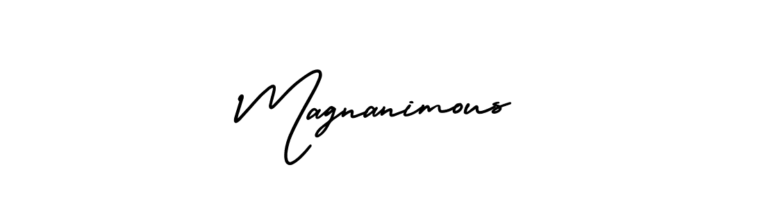 The best way (AmerikaSignatureDemo-Regular) to make a short signature is to pick only two or three words in your name. The name Magnanimous include a total of six letters. For converting this name. Magnanimous signature style 3 images and pictures png