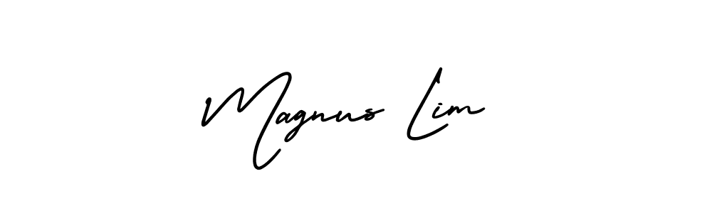 Magnus Lim stylish signature style. Best Handwritten Sign (AmerikaSignatureDemo-Regular) for my name. Handwritten Signature Collection Ideas for my name Magnus Lim. Magnus Lim signature style 3 images and pictures png