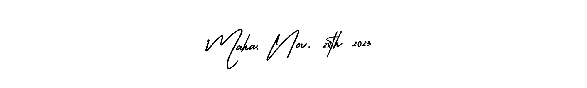 Make a beautiful signature design for name Maha, Nov. 28th 2023. With this signature (AmerikaSignatureDemo-Regular) style, you can create a handwritten signature for free. Maha, Nov. 28th 2023 signature style 3 images and pictures png