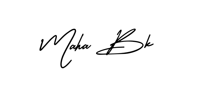 The best way (AmerikaSignatureDemo-Regular) to make a short signature is to pick only two or three words in your name. The name Maha Bk include a total of six letters. For converting this name. Maha Bk signature style 3 images and pictures png