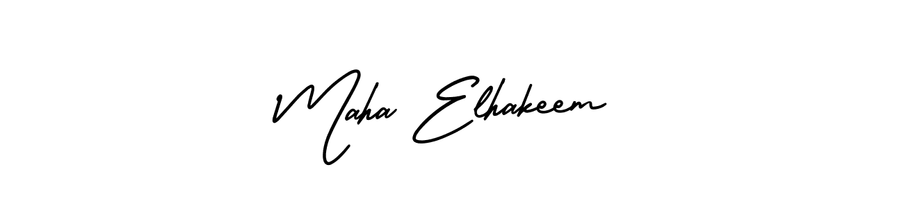 The best way (AmerikaSignatureDemo-Regular) to make a short signature is to pick only two or three words in your name. The name Maha Elhakeem include a total of six letters. For converting this name. Maha Elhakeem signature style 3 images and pictures png