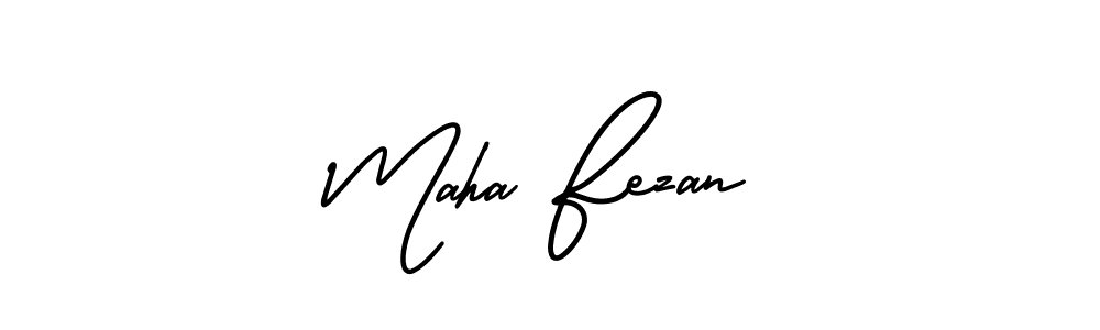 Use a signature maker to create a handwritten signature online. With this signature software, you can design (AmerikaSignatureDemo-Regular) your own signature for name Maha Fezan. Maha Fezan signature style 3 images and pictures png