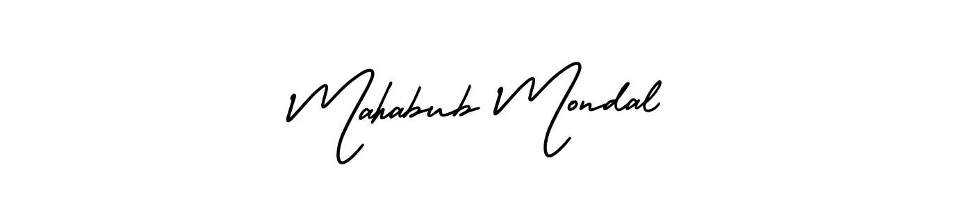 You should practise on your own different ways (AmerikaSignatureDemo-Regular) to write your name (Mahabub Mondal) in signature. don't let someone else do it for you. Mahabub Mondal signature style 3 images and pictures png