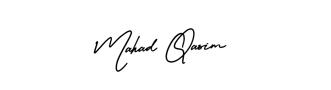 You should practise on your own different ways (AmerikaSignatureDemo-Regular) to write your name (Mahad Qasim) in signature. don't let someone else do it for you. Mahad Qasim signature style 3 images and pictures png