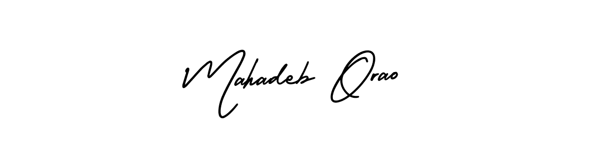 You should practise on your own different ways (AmerikaSignatureDemo-Regular) to write your name (Mahadeb Orao) in signature. don't let someone else do it for you. Mahadeb Orao signature style 3 images and pictures png