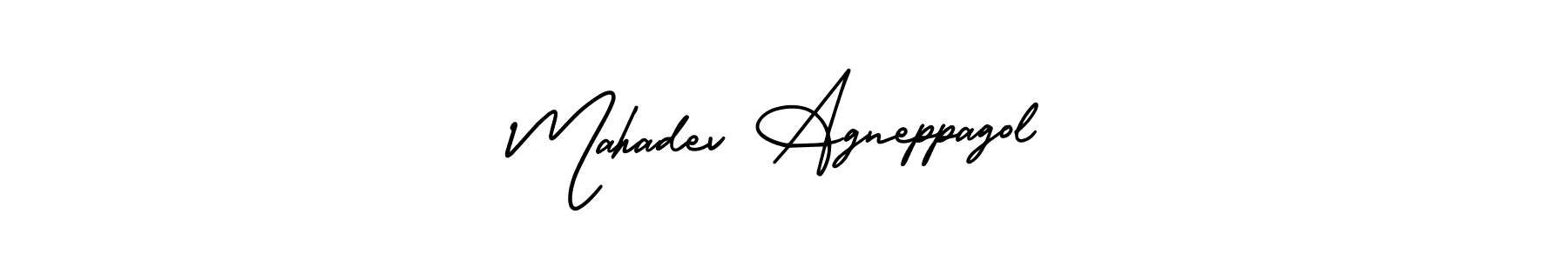 The best way (AmerikaSignatureDemo-Regular) to make a short signature is to pick only two or three words in your name. The name Mahadev Agneppagol include a total of six letters. For converting this name. Mahadev Agneppagol signature style 3 images and pictures png