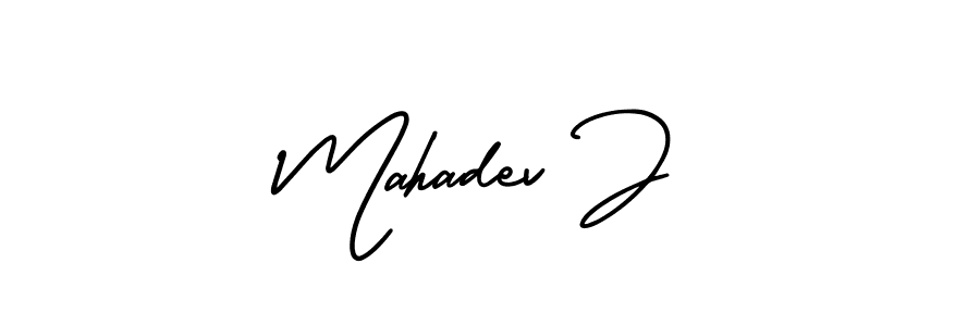 Make a beautiful signature design for name Mahadev J. With this signature (AmerikaSignatureDemo-Regular) style, you can create a handwritten signature for free. Mahadev J signature style 3 images and pictures png