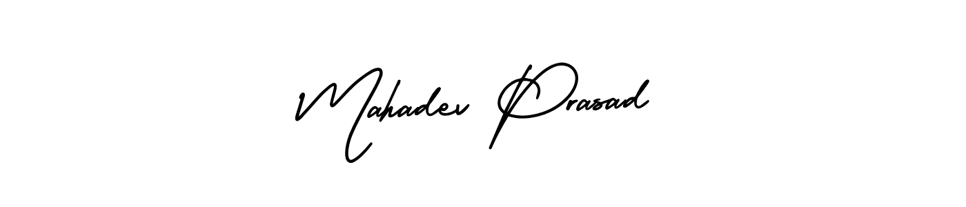 The best way (AmerikaSignatureDemo-Regular) to make a short signature is to pick only two or three words in your name. The name Mahadev Prasad include a total of six letters. For converting this name. Mahadev Prasad signature style 3 images and pictures png