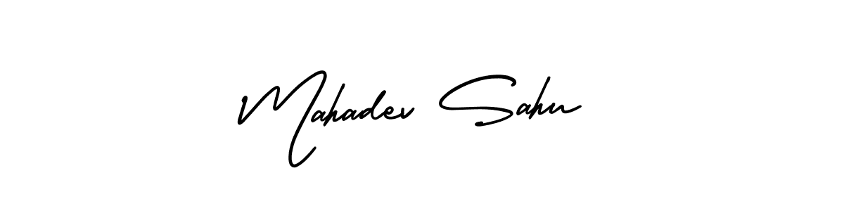 The best way (AmerikaSignatureDemo-Regular) to make a short signature is to pick only two or three words in your name. The name Mahadev Sahu include a total of six letters. For converting this name. Mahadev Sahu signature style 3 images and pictures png