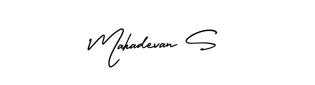 The best way (AmerikaSignatureDemo-Regular) to make a short signature is to pick only two or three words in your name. The name Mahadevan S include a total of six letters. For converting this name. Mahadevan S signature style 3 images and pictures png