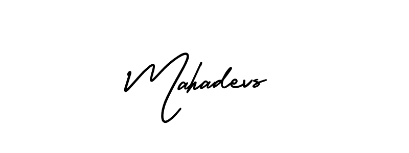 The best way (AmerikaSignatureDemo-Regular) to make a short signature is to pick only two or three words in your name. The name Mahadevs include a total of six letters. For converting this name. Mahadevs signature style 3 images and pictures png