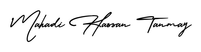 The AmerikaSignatureDemo-Regular font transforms the name Mahadi Hassan Tanmay into an executive sign with sharp precision and distinguished character. Mahadi Hassan Tanmay signature style 3 images and pictures png