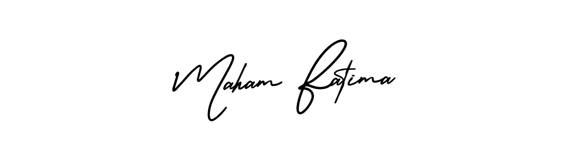 It looks lik you need a new signature style for name Maham Fatima. Design unique handwritten (AmerikaSignatureDemo-Regular) signature with our free signature maker in just a few clicks. Maham Fatima signature style 3 images and pictures png