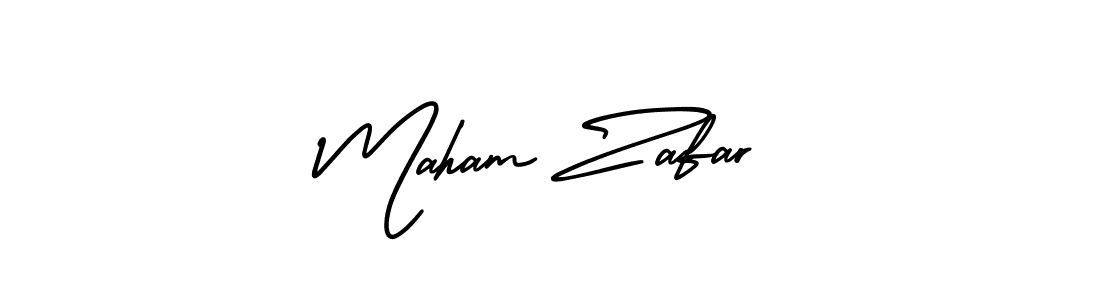 Make a beautiful signature design for name Maham Zafar. With this signature (AmerikaSignatureDemo-Regular) style, you can create a handwritten signature for free. Maham Zafar signature style 3 images and pictures png