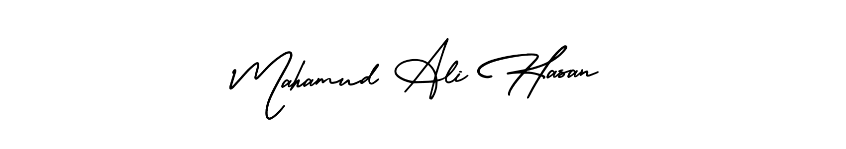 The best way (AmerikaSignatureDemo-Regular) to make a short signature is to pick only two or three words in your name. The name Mahamud Ali Hasan include a total of six letters. For converting this name. Mahamud Ali Hasan signature style 3 images and pictures png