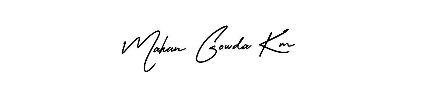 The best way (AmerikaSignatureDemo-Regular) to make a short signature is to pick only two or three words in your name. The name Mahan Gowda Km include a total of six letters. For converting this name. Mahan Gowda Km signature style 3 images and pictures png