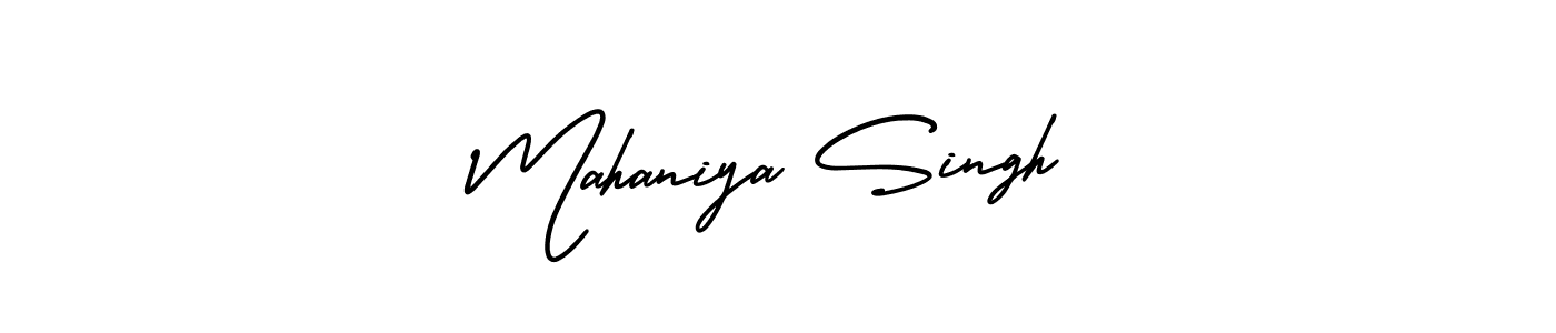 This is the best signature style for the Mahaniya Singh name. Also you like these signature font (AmerikaSignatureDemo-Regular). Mix name signature. Mahaniya Singh signature style 3 images and pictures png