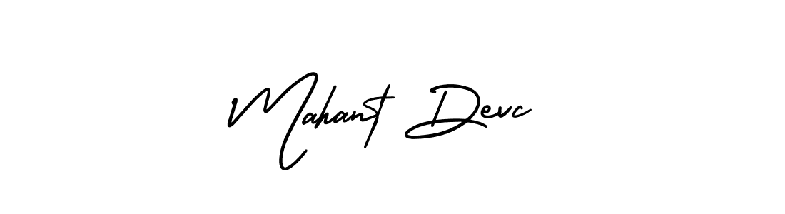 You should practise on your own different ways (AmerikaSignatureDemo-Regular) to write your name (Mahant Devc) in signature. don't let someone else do it for you. Mahant Devc signature style 3 images and pictures png