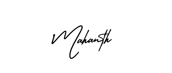 The best way (AmerikaSignatureDemo-Regular) to make a short signature is to pick only two or three words in your name. The name Mahanth include a total of six letters. For converting this name. Mahanth signature style 3 images and pictures png