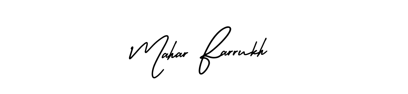 How to Draw Mahar Farrukh signature style? AmerikaSignatureDemo-Regular is a latest design signature styles for name Mahar Farrukh. Mahar Farrukh signature style 3 images and pictures png