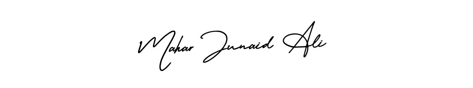 AmerikaSignatureDemo-Regular is a professional signature style that is perfect for those who want to add a touch of class to their signature. It is also a great choice for those who want to make their signature more unique. Get Mahar Junaid Ali name to fancy signature for free. Mahar Junaid Ali signature style 3 images and pictures png