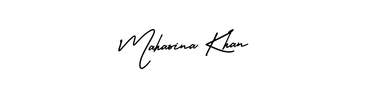 AmerikaSignatureDemo-Regular is a professional signature style that is perfect for those who want to add a touch of class to their signature. It is also a great choice for those who want to make their signature more unique. Get Mahasina Khan name to fancy signature for free. Mahasina Khan signature style 3 images and pictures png