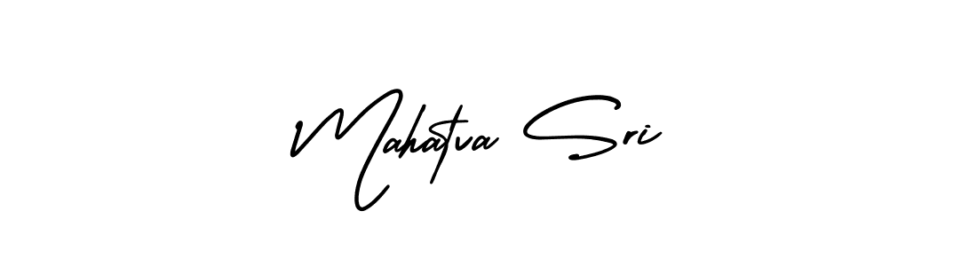 The best way (AmerikaSignatureDemo-Regular) to make a short signature is to pick only two or three words in your name. The name Mahatva Sri include a total of six letters. For converting this name. Mahatva Sri signature style 3 images and pictures png