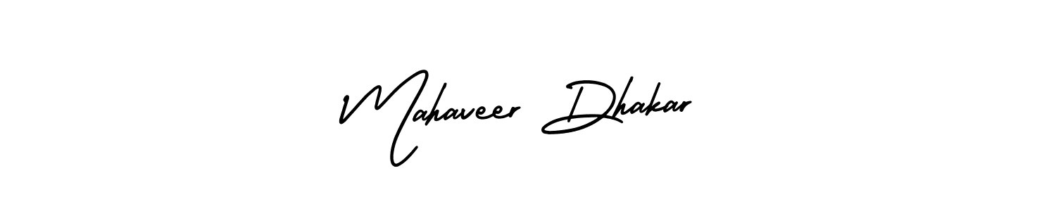 The best way (AmerikaSignatureDemo-Regular) to make a short signature is to pick only two or three words in your name. The name Mahaveer Dhakar include a total of six letters. For converting this name. Mahaveer Dhakar signature style 3 images and pictures png
