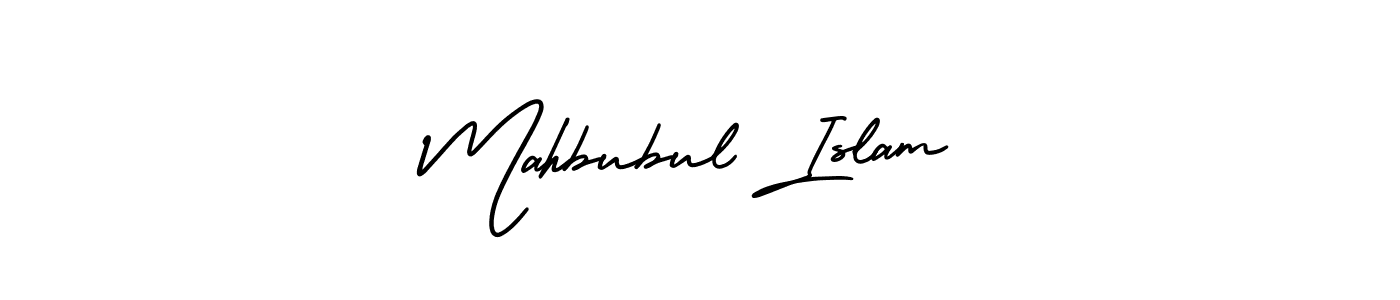 You should practise on your own different ways (AmerikaSignatureDemo-Regular) to write your name (Mahbubul Islam) in signature. don't let someone else do it for you. Mahbubul Islam signature style 3 images and pictures png