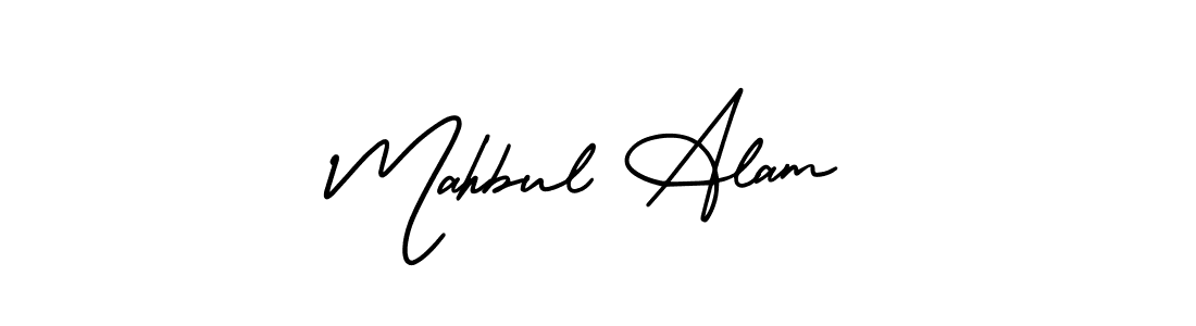 This is the best signature style for the Mahbul Alam name. Also you like these signature font (AmerikaSignatureDemo-Regular). Mix name signature. Mahbul Alam signature style 3 images and pictures png