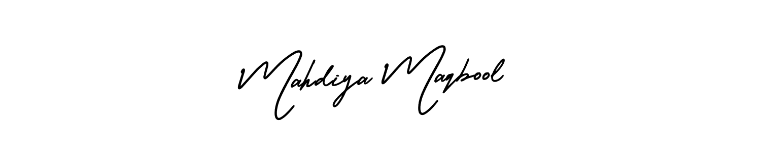 AmerikaSignatureDemo-Regular is a professional signature style that is perfect for those who want to add a touch of class to their signature. It is also a great choice for those who want to make their signature more unique. Get Mahdiya Maqbool name to fancy signature for free. Mahdiya Maqbool signature style 3 images and pictures png