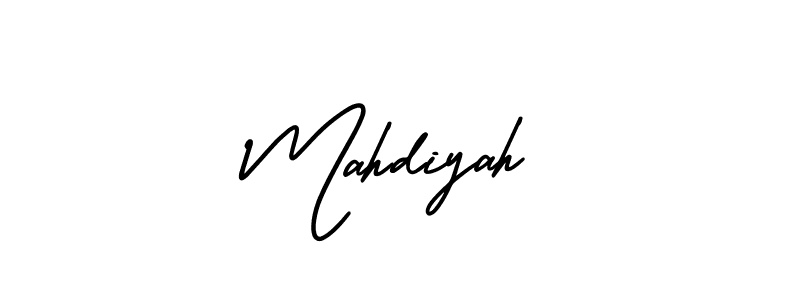 You should practise on your own different ways (AmerikaSignatureDemo-Regular) to write your name (Mahdiyah) in signature. don't let someone else do it for you. Mahdiyah signature style 3 images and pictures png