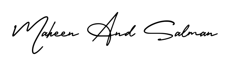 A dynamic signature style for Maheen And Salman using AmerikaSignatureDemo-Regular script. Designed to look authentic, handwritten, and professional. Maheen And Salman signature style 3 images and pictures png