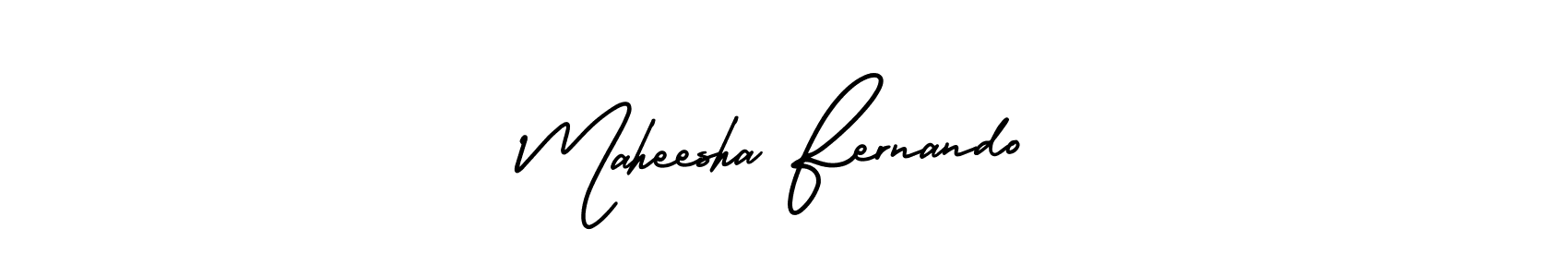 The best way (AmerikaSignatureDemo-Regular) to make a short signature is to pick only two or three words in your name. The name Maheesha Fernando include a total of six letters. For converting this name. Maheesha Fernando signature style 3 images and pictures png