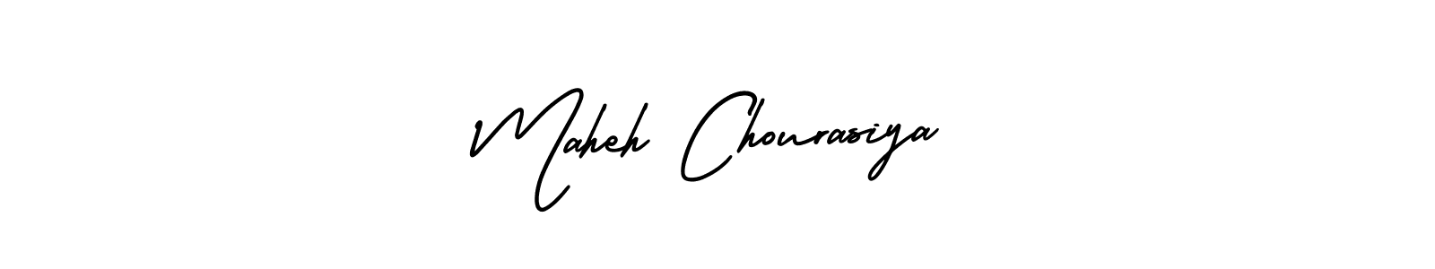 You should practise on your own different ways (AmerikaSignatureDemo-Regular) to write your name (Maheh Chourasiya) in signature. don't let someone else do it for you. Maheh Chourasiya signature style 3 images and pictures png