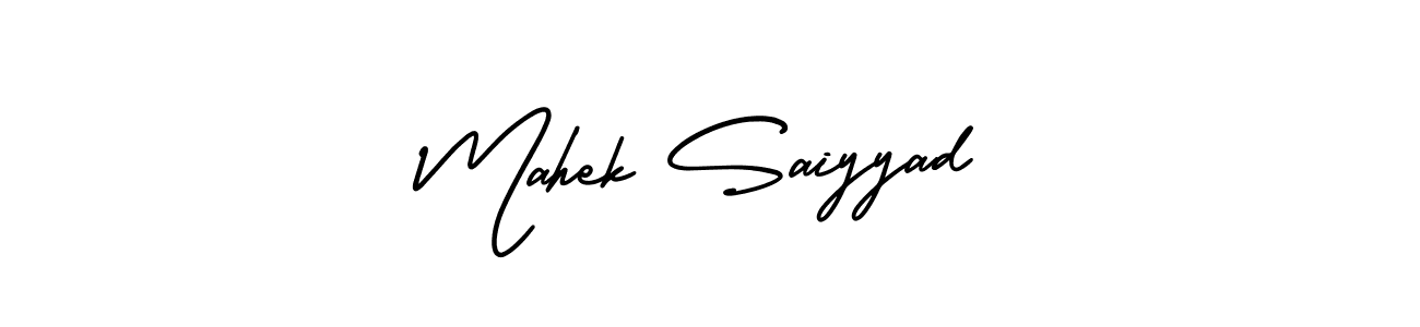 if you are searching for the best signature style for your name Mahek Saiyyad. so please give up your signature search. here we have designed multiple signature styles  using AmerikaSignatureDemo-Regular. Mahek Saiyyad signature style 3 images and pictures png