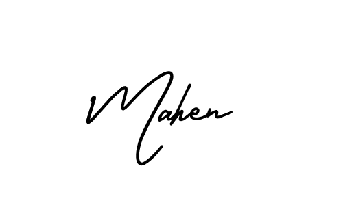 How to make Mahen name signature. Use AmerikaSignatureDemo-Regular style for creating short signs online. This is the latest handwritten sign. Mahen signature style 3 images and pictures png