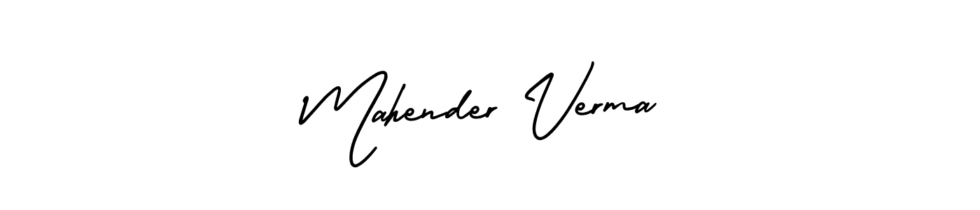 You should practise on your own different ways (AmerikaSignatureDemo-Regular) to write your name (Mahender Verma) in signature. don't let someone else do it for you. Mahender Verma signature style 3 images and pictures png