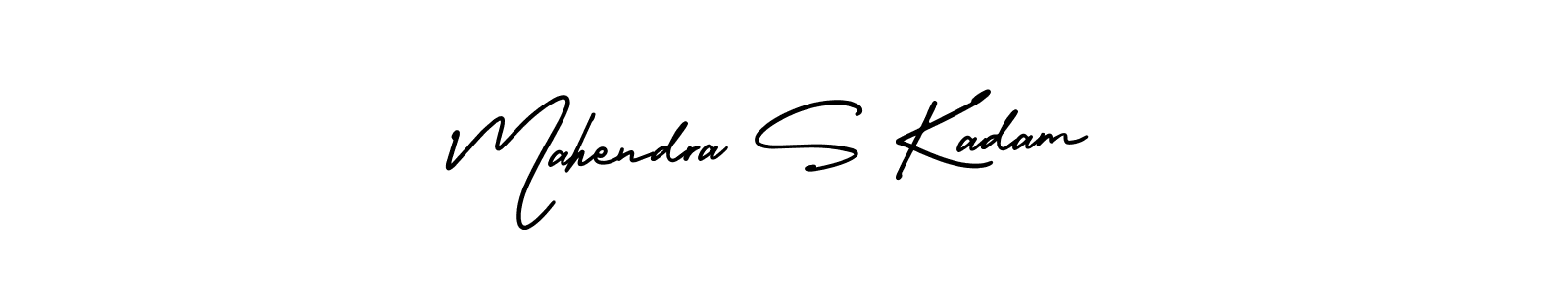 This is the best signature style for the Mahendra S Kadam name. Also you like these signature font (AmerikaSignatureDemo-Regular). Mix name signature. Mahendra S Kadam signature style 3 images and pictures png