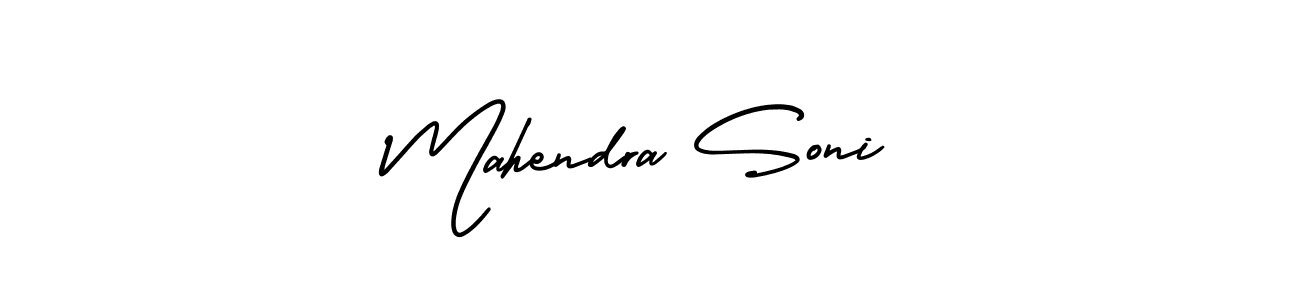 You should practise on your own different ways (AmerikaSignatureDemo-Regular) to write your name (Mahendra Soni) in signature. don't let someone else do it for you. Mahendra Soni signature style 3 images and pictures png