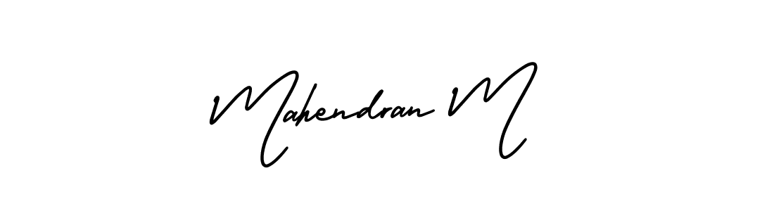 How to make Mahendran M name signature. Use AmerikaSignatureDemo-Regular style for creating short signs online. This is the latest handwritten sign. Mahendran M signature style 3 images and pictures png