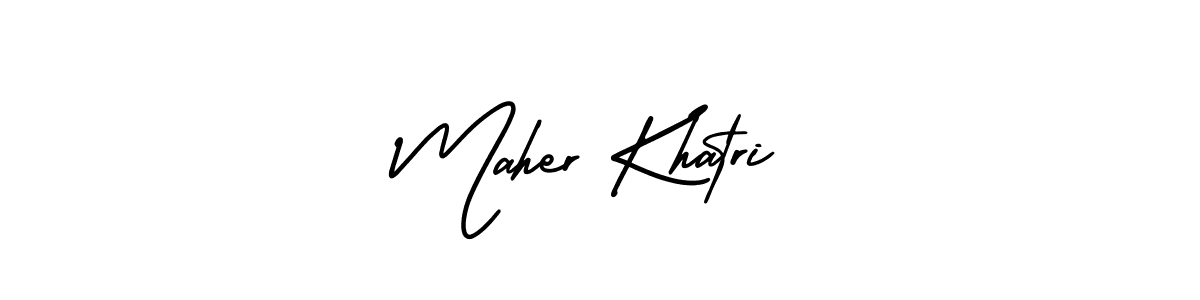 This is the best signature style for the Maher Khatri name. Also you like these signature font (AmerikaSignatureDemo-Regular). Mix name signature. Maher Khatri signature style 3 images and pictures png