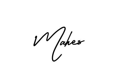 You should practise on your own different ways (AmerikaSignatureDemo-Regular) to write your name (Mahes) in signature. don't let someone else do it for you. Mahes signature style 3 images and pictures png